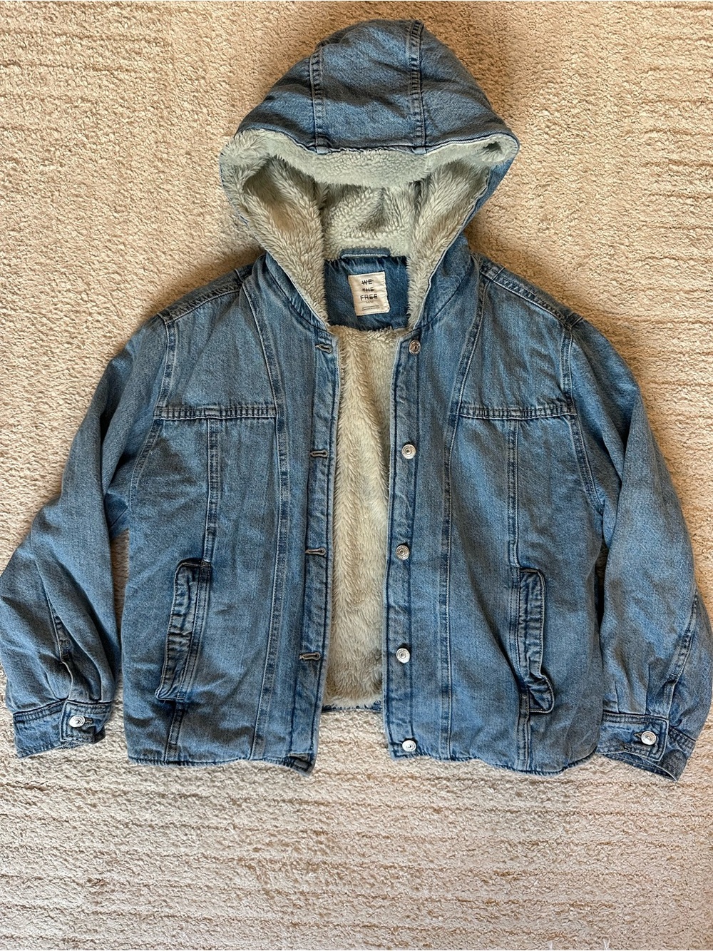 We The Free Asher Cozy Denim Jacket Snowdrift Wash